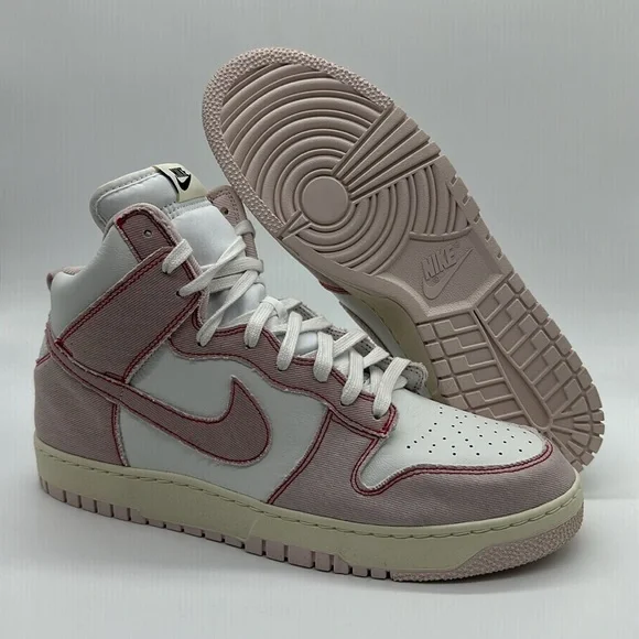 New Men’s Nike Dunk Hi 1985 Barely Rose Pink Denim Summit White DQ8799-100 NWOB - Picture 1 of 5